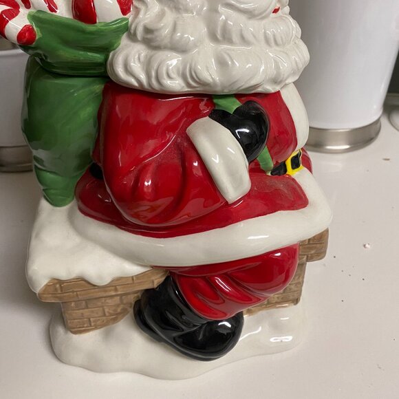 Cheryl's Cookie - Santa Claus on Chimney Christmas Cookie jar 13x8 - Picture 4 of 9
